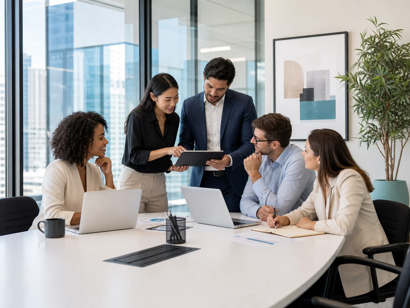Unified team aligning security frameworks and governance policies after merger